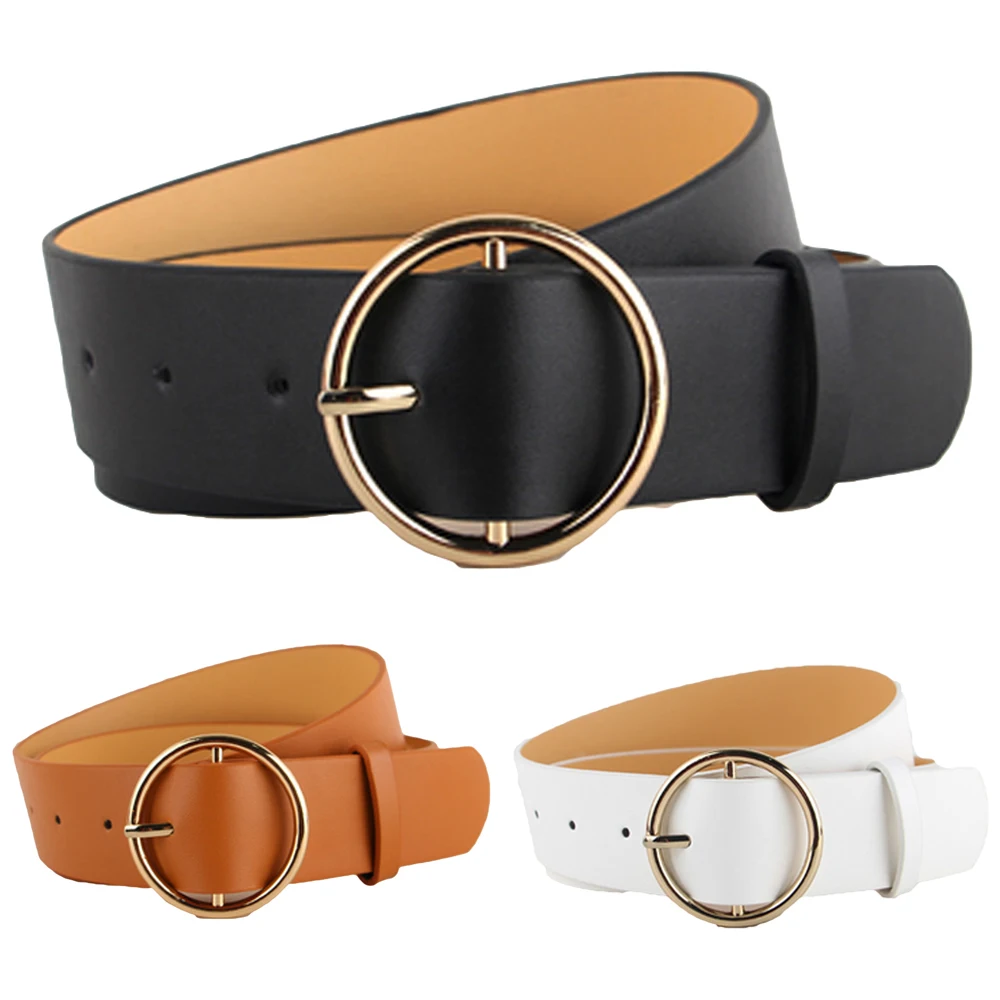 Women Ladies Classic Gold Round Buckle Waist Belt Faux Leather Jeans Waistband BLTLL0112
Women Ladies Classic Gold Round Buckle Waist Belt Faux Leather Jeans Waistband BLTLL0112