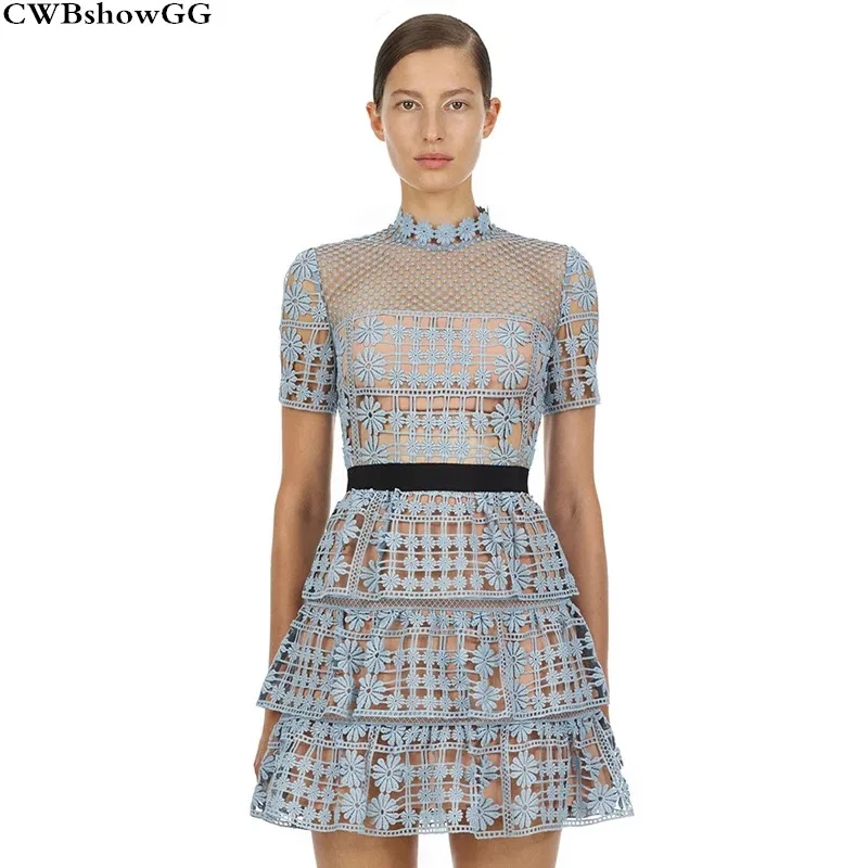 CWBshowGG Self-Portrait Summer Runway Lace Flower Embroidery Women hollow out Short Sleeve chic Cake mini party vestidos dress
CWBshowGG Self-Portrait Summer Runway Lace Flower Embroidery Women hollow out Short Sleeve chic Cake mini party vestidos dress