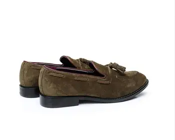 

Vintage flats shoes men slip on summer moccasins italy style suede tassels genuine leather loafers casual Moccasin Gommino