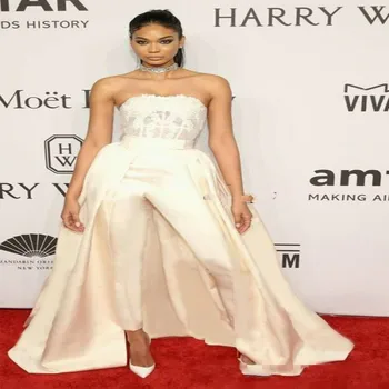 Cream Jumpsuits Evening Dress With Detachable Train Strapless Pant Suit Prom Dresses With Lace Fitted Plus Size Formal Wear Gown
Cream Jumpsuits Evening Dress With Detachable Train Strapless Pant Suit Prom Dresses With Lace Fitted Plus Size Formal Wear Gown