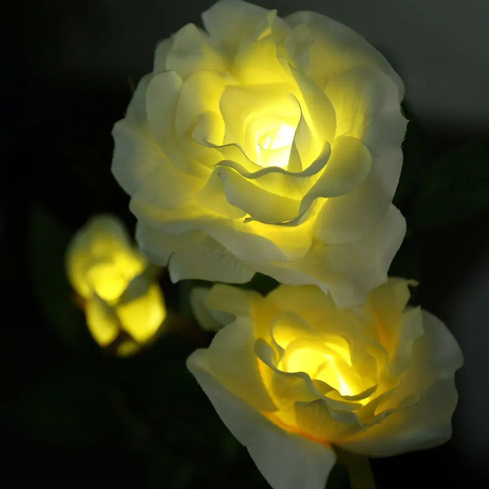 Image Outdoor Solar Powered LED Light Rose Flower Lamp for Home and Yard Garden Path Way Landscape