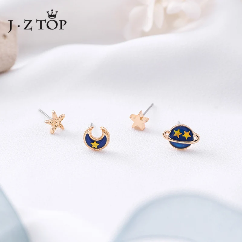 JZTOP Fashion Cute Moon Star Stud Earrings Universe Pentagram Asymmetric Ear Studs Earrings For Women Jewelry Girl Gift
JZTOP Fashion Cute Moon Star Stud Earrings Universe Pentagram Asymmetric Ear Studs Earrings For Women Jewelry Girl Gift