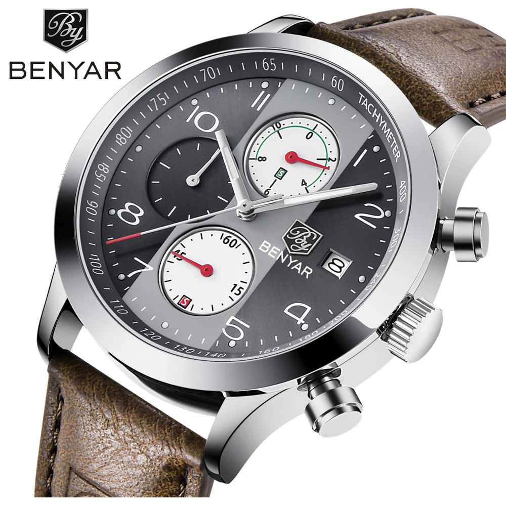 2020 Newest Brand Business Watches Men BENYAR Luxury Leather Chronograph Quartz Watch Military Male Wristwatch Relogio Masculino
2020 Newest Brand Business Watches Men BENYAR Luxury Leather Chronograph Quartz Watch Military Male Wristwatch Relogio Masculino
