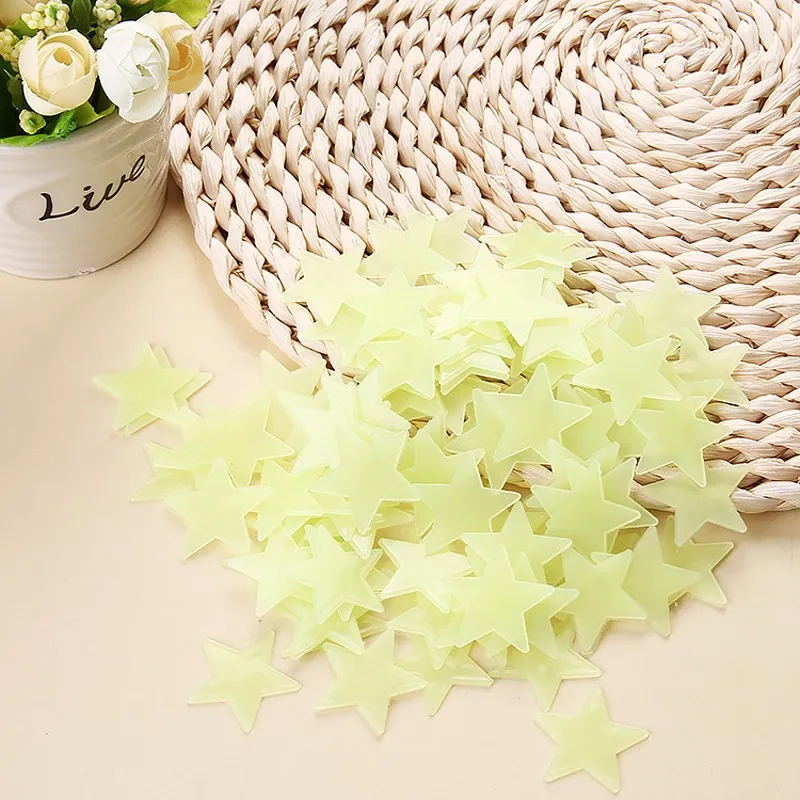 100pcs Luminous Wall Stickers Glow In The Dark Stars Sticker Decals for Kids Baby rooms Colorful Fluorescent Stickers Home decor Sadoun.com