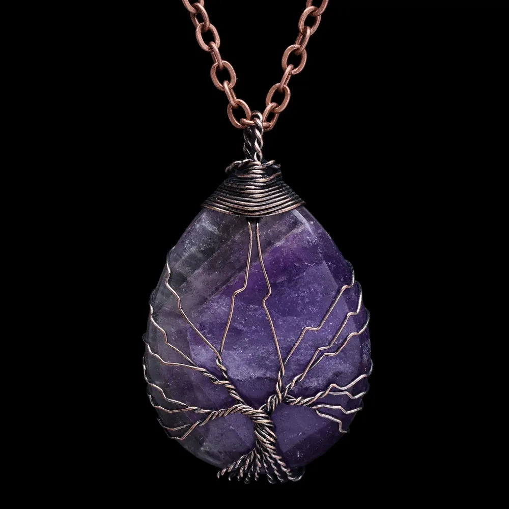SEDmart Water Drop Shaped Crystal Natural Stone Tree Of Life Pendant Necklaces Long Chain Necklaces For Women 
SEDmart Water Drop Shaped Crystal Natural Stone Tree Of Life Pendant Necklaces Long Chain Necklaces For Women