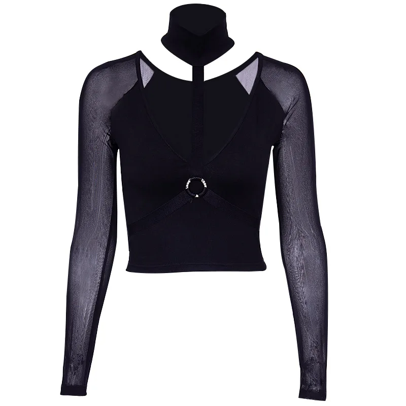 See Through Mesh Long Sleeve T-shirts 2019 Spring Elastic Belt Cross Punk T-shirts Women Girls Halter Hollow out Gothic Tee Tops
See Through Mesh Long Sleeve T-shirts 2019 Spring Elastic Belt Cross Punk T-shirts Women Girls Halter Hollow out Gothic Tee Tops