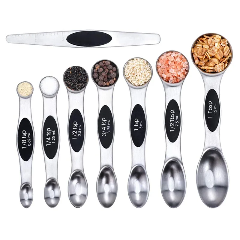 8pcs stainless steel double head measuring spoons