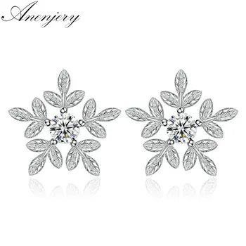 ANENJERY 925 Sterling Silver Snowflake Stud Earrings For Women Cubic Zircon Leaves Ear Jewelry brincos oorbellen S-E212
ANENJERY 925 Sterling Silver Snowflake Stud Earrings For Women Cubic Zircon Leaves Ear Jewelry brincos oorbellen S-E212