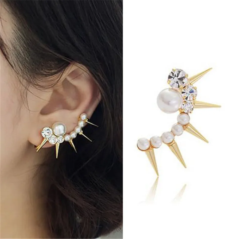 Fashion Punk Curved Clear Crystal Imitation Pearl Ear Cuff Rivet Clip Earrings For Women Gift Spike Gold Color Clip Earrings
Fashion Punk Curved Clear Crystal Imitation Pearl Ear Cuff Rivet Clip Earrings For Women Gift Spike Gold Color Clip Earrings