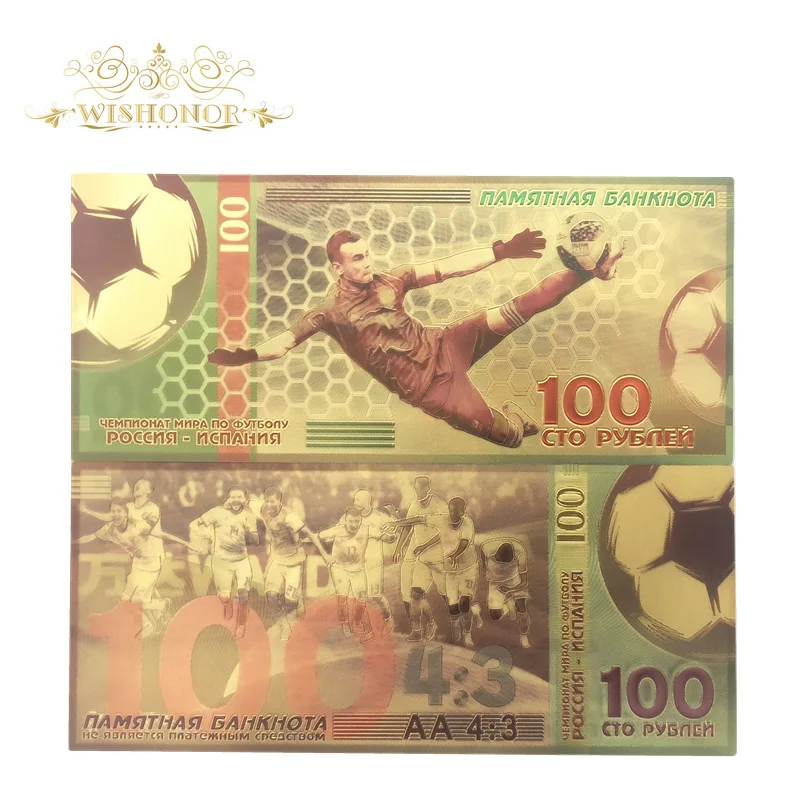 10pcs/lot Hot Sales Color Russia Akinfeev Banknote World Cup Banknotes 100 Rubles Banknote in 24k Gold Money For Collection 
10pcs/lot Hot Sales Color Russia Akinfeev Banknote World Cup Banknotes 100 Rubles Banknote in 24k Gold Money For Collection