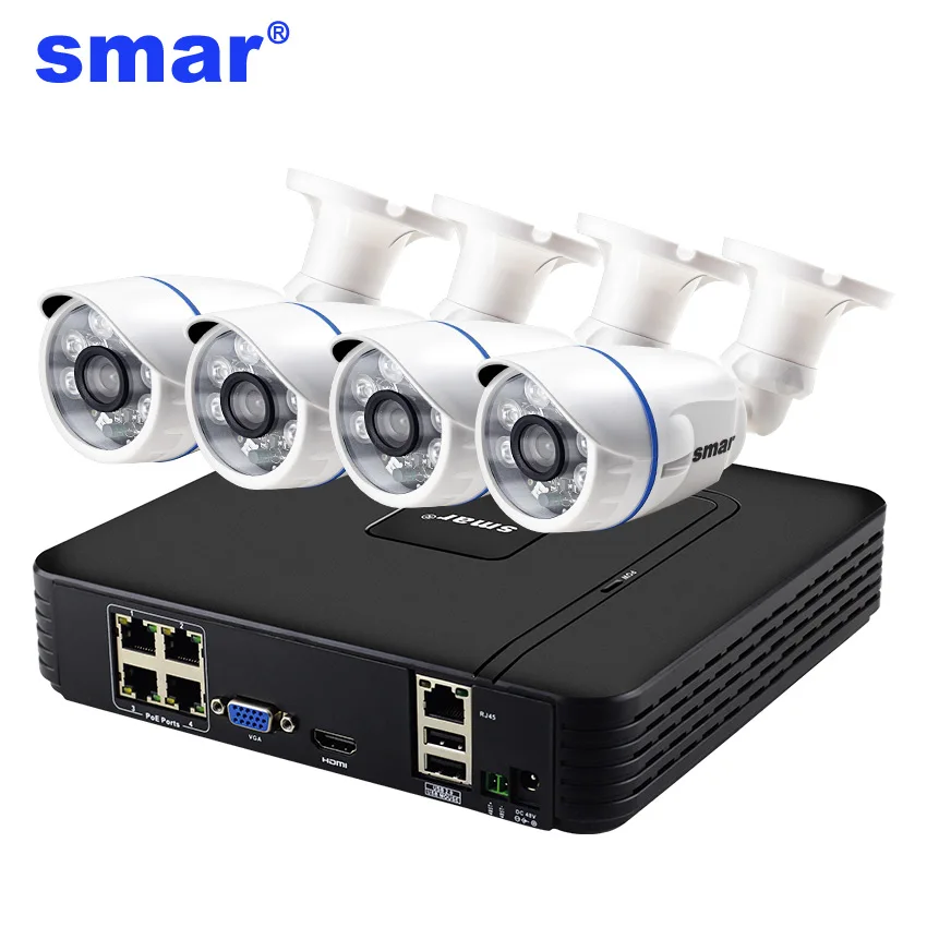 Система видеонаблюдения Smar 4 канала 1080P NVR POE 48 В 2/4 шт. 2 МП 20 кадров/с|Система