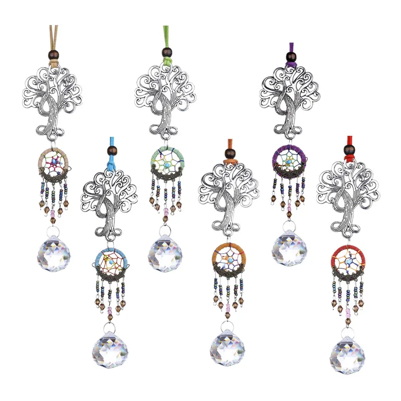 H&D Set of 6,Window Suncatcher Ornament Life of Tree Dream Catcher with 30mm Crystal Ball Prism for Rear View Mirror X'mas Gift
H&D Set of 6,Window Suncatcher Ornament Life of Tree Dream Catcher with 30mm Crystal Ball Prism for Rear View Mirror X'mas Gift