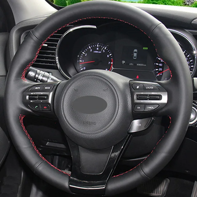 Puou Black Genuine Leather DIY Hand-stitched Car Steering Wheel Cover for Kia K5 Optima 2014 2015 Free shipping
Puou Black Genuine Leather DIY Hand-stitched Car Steering Wheel Cover for Kia K5 Optima 2014 2015 Free shipping