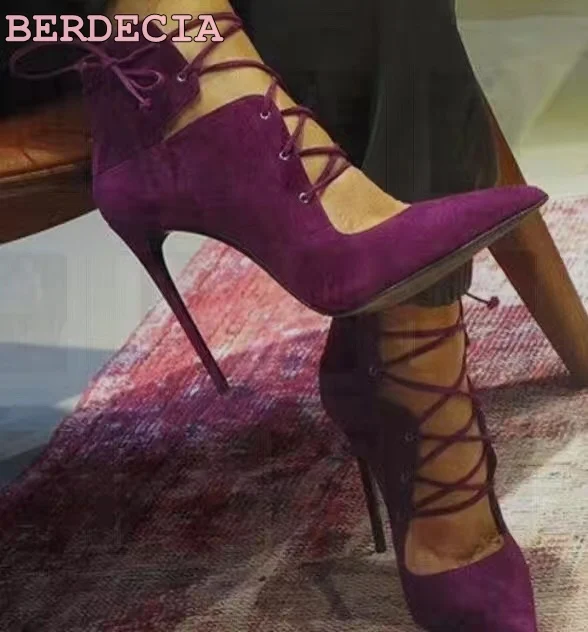 newest pointed toe high heel pumps ankle strap wine red suede leather shoes lece up stiletto heel women shoes party pumps
newest pointed toe high heel pumps ankle strap wine red suede leather shoes lece up stiletto heel women shoes party pumps