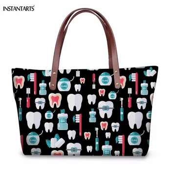 INSTANTARTS Funny Cartoon Dentist/Teeth Print Woman Black Tote Bags Fashion High Quality Handbags for Girls Large Shoulder Bags
INSTANTARTS Funny Cartoon Dentist/Teeth Print Woman Black Tote Bags Fashion High Quality Handbags for Girls Large Shoulder Bags
