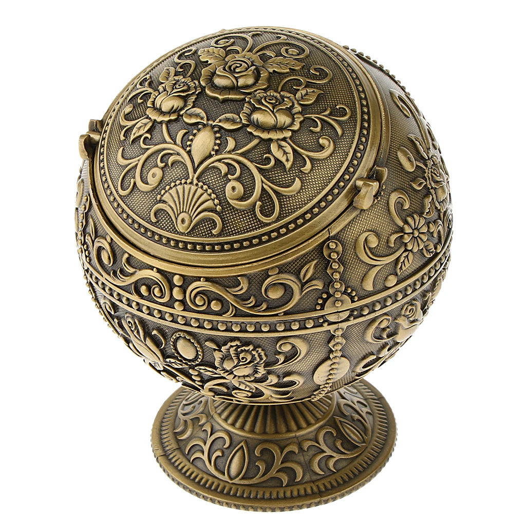 MagiDeal Tabletop Smoking Ashtray Jewelry Storage Box Round Ball 3D Beautiful Flower