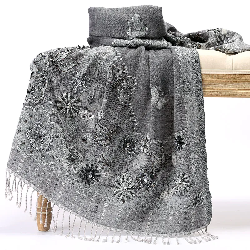 high quality Bohemia handmade gray butterfly embroidery beaded sequins wool scarf Shawl size:70*180cm(dry cleaning)
high quality Bohemia handmade gray butterfly embroidery beaded sequins wool scarf Shawl size:70*180cm(dry cleaning)