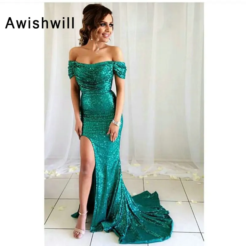 Sparkly Mermaid Prom Dresses Long Off The Shoulder Sequins Evening Gowns With Front Slit Women Formal Party Dress
Sparkly Mermaid Prom Dresses Long Off The Shoulder Sequins Evening Gowns With Front Slit Women Formal Party Dress