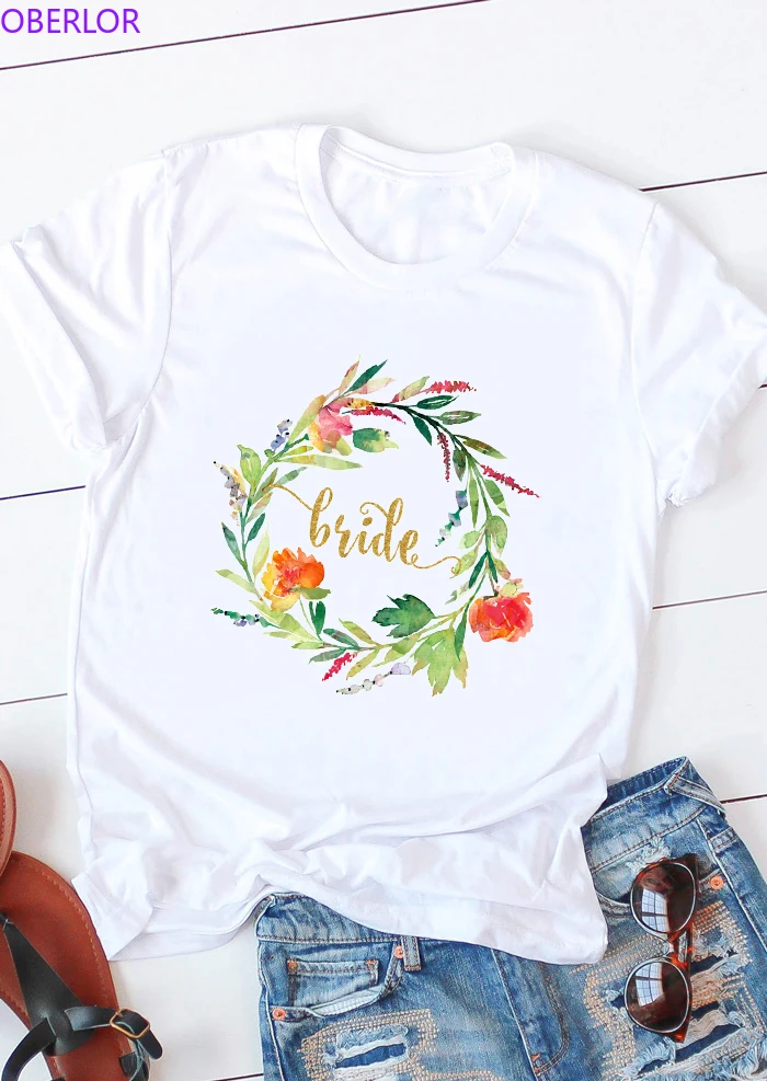 Bachelorette Party Bridesmaid Bride T-shirt Bridal Wedding Wreath Flower Letter Printed Women Top Tee Tumblr Casual T Shirt
Bachelorette Party Bridesmaid Bride T-shirt Bridal Wedding Wreath Flower Letter Printed Women Top Tee Tumblr Casual T Shirt