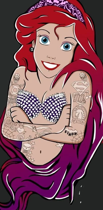 Tattoo princess smoking and drinking