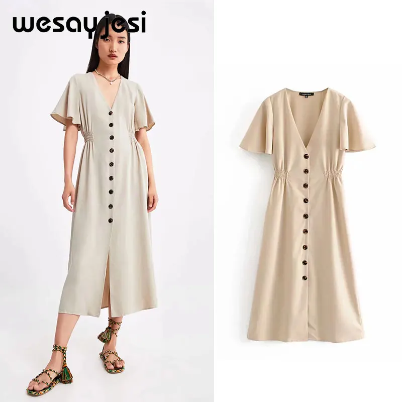 2019 summer spring dress women vestidos england style button short sleeve mid-calf v neck dress vestidos de fiesta party dress
2019 summer spring dress women vestidos england style button short sleeve mid-calf v neck dress vestidos de fiesta party dress
