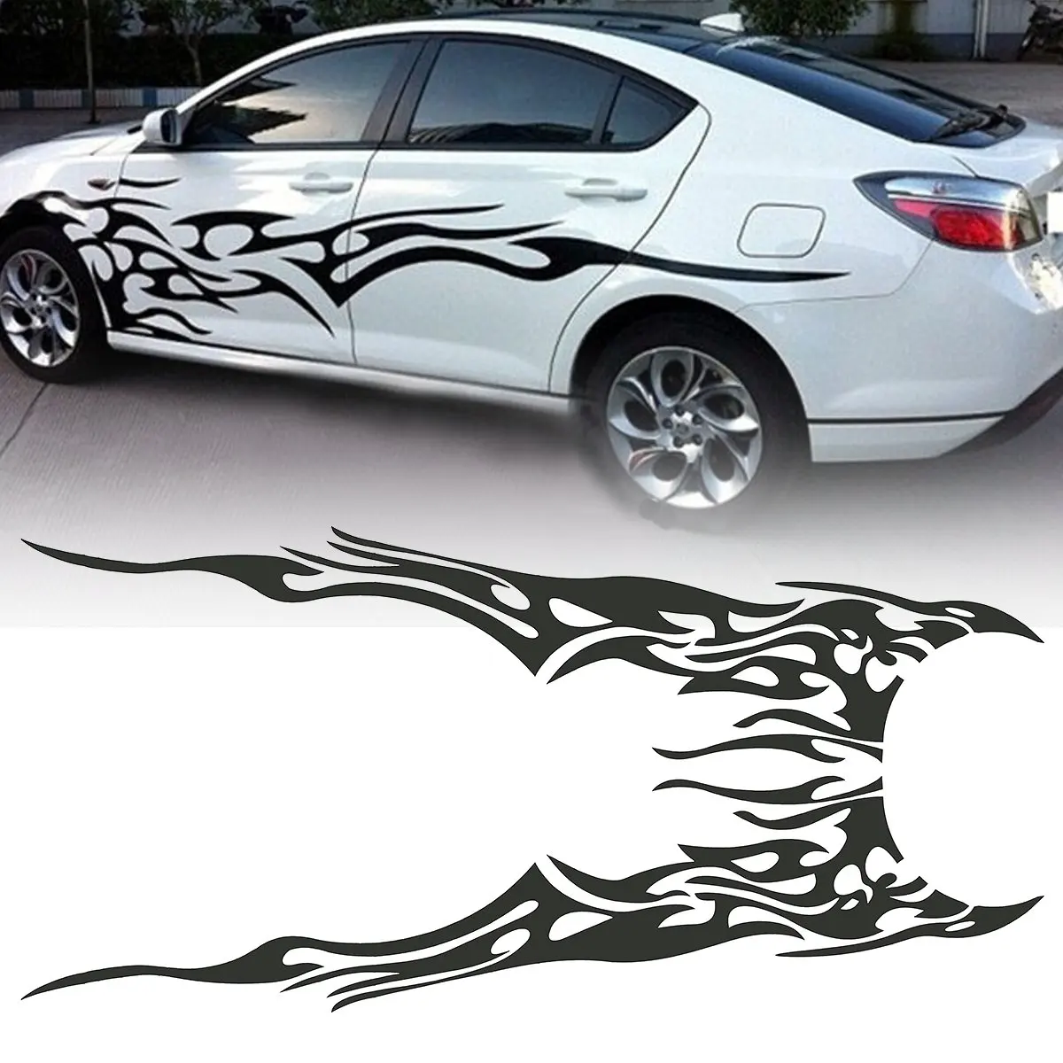 2pcs Black 210.5x48cm DIY Flame Graphics Vinyl Car Side Sticker Decal Waterproof Universal Fit all Windows Cars Trucks
2pcs Black 210.5x48cm DIY Flame Graphics Vinyl Car Side Sticker Decal Waterproof Universal Fit all Windows Cars Trucks