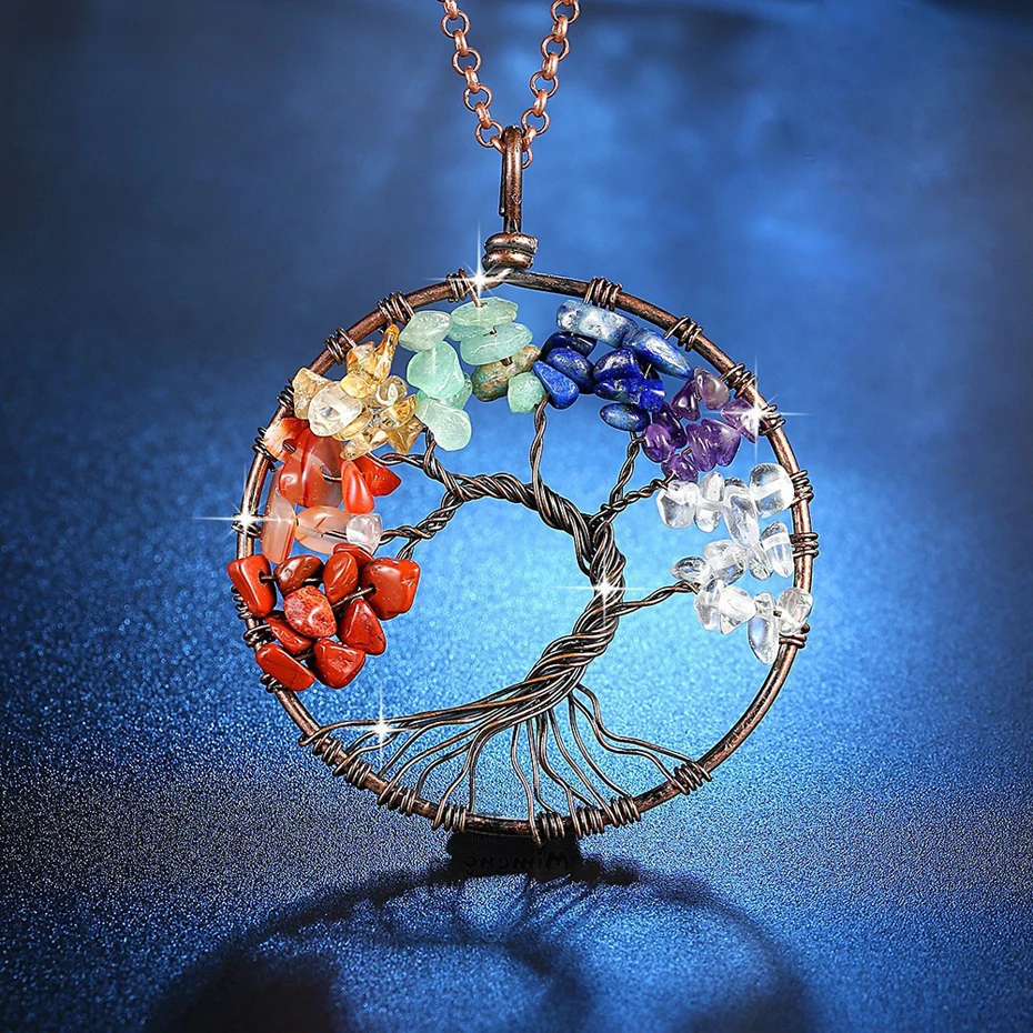 GSJ 7 Chakra Stone Tree Of Life pendant for women Chips Beads Tumbled Stone Wire Wrap Healing Chakra Pendant
GSJ 7 Chakra Stone Tree Of Life pendant for women Chips Beads Tumbled Stone Wire Wrap Healing Chakra Pendant