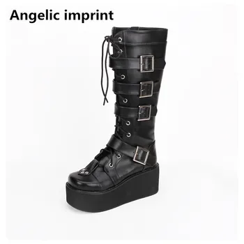 Angelic imprint new Handmade mori girl Women motorcycle punk shoes lady lolita Boots woman high heels wedges pumps buckles 33-47
Angelic imprint new Handmade mori girl Women motorcycle punk shoes lady lolita Boots woman high heels wedges pumps buckles 33-47