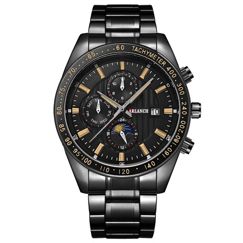 

VAVA VOOM Men's Watches Luxury Black Men's Quartz Wrist Watch Sport Waterproof Stainless Steel Strap Calendar Clock reloj hombre