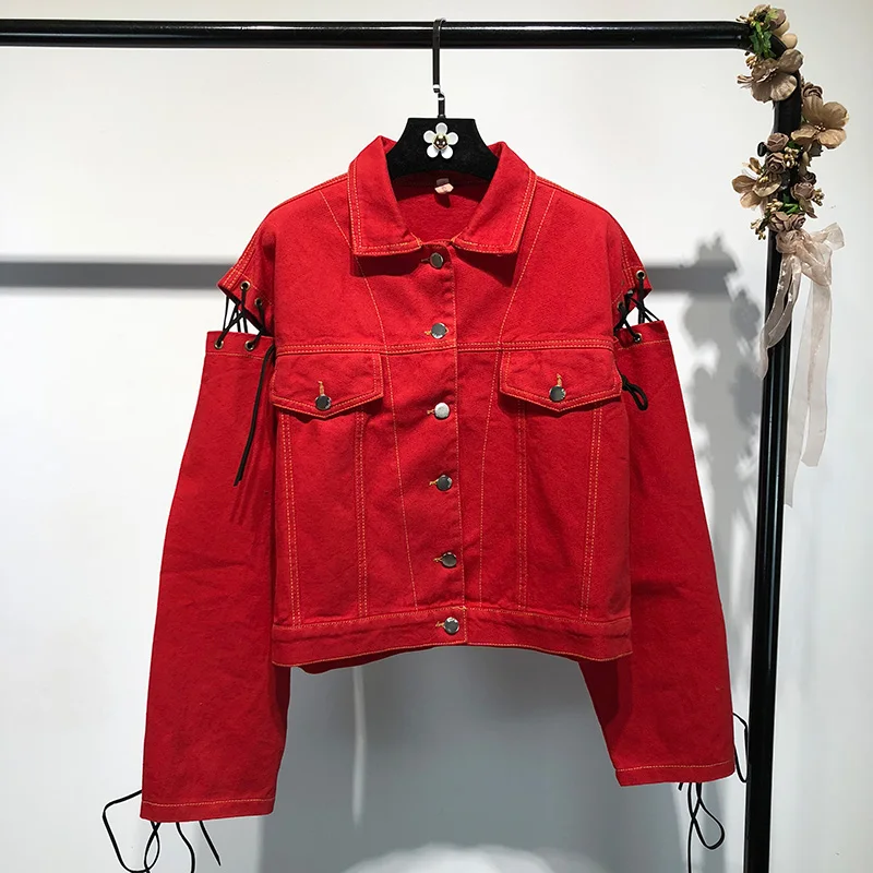 LISER 2019 Spring Women Casual Denim Jacket Red Loose Jacket Streetwear Harajuku Lace Up Classic Basic Veste Femme
LISER 2019 Spring Women Casual Denim Jacket Red Loose Jacket Streetwear Harajuku Lace Up Classic Basic Veste Femme