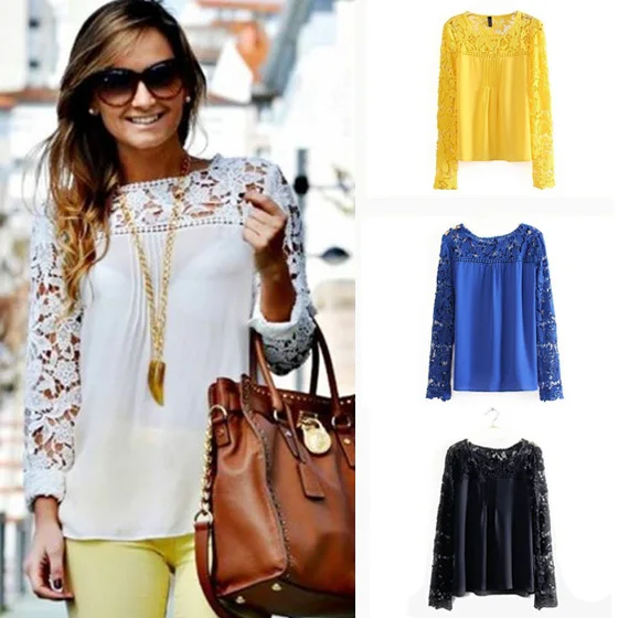 1452 Woman elegant sexy Lace Crochet Long sleeve chiffon blusas vintage shirt camisas femininas blouse
1452 Woman elegant sexy Lace Crochet Long sleeve chiffon blusas vintage shirt camisas femininas blouse