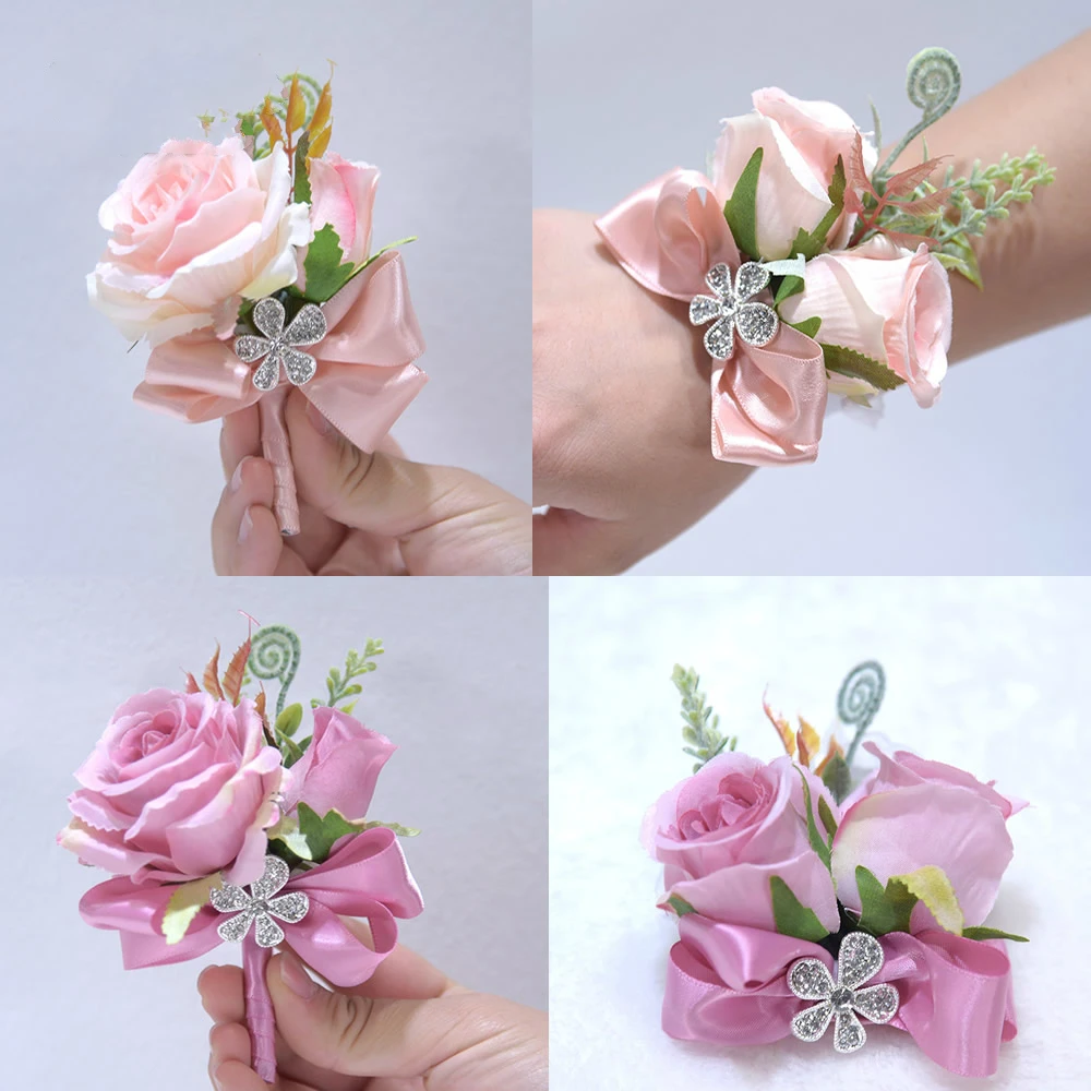 Bridal Silk Ribbon Blush Pink Purple Rose Corsage Flowers Groom Suit Men Boutonniere Bride Wedding corsages boutonnieres de noiv 
Bridal Silk Ribbon Blush Pink Purple Rose Corsage Flowers Groom Suit Men Boutonniere Bride Wedding corsages boutonnieres de noiv
