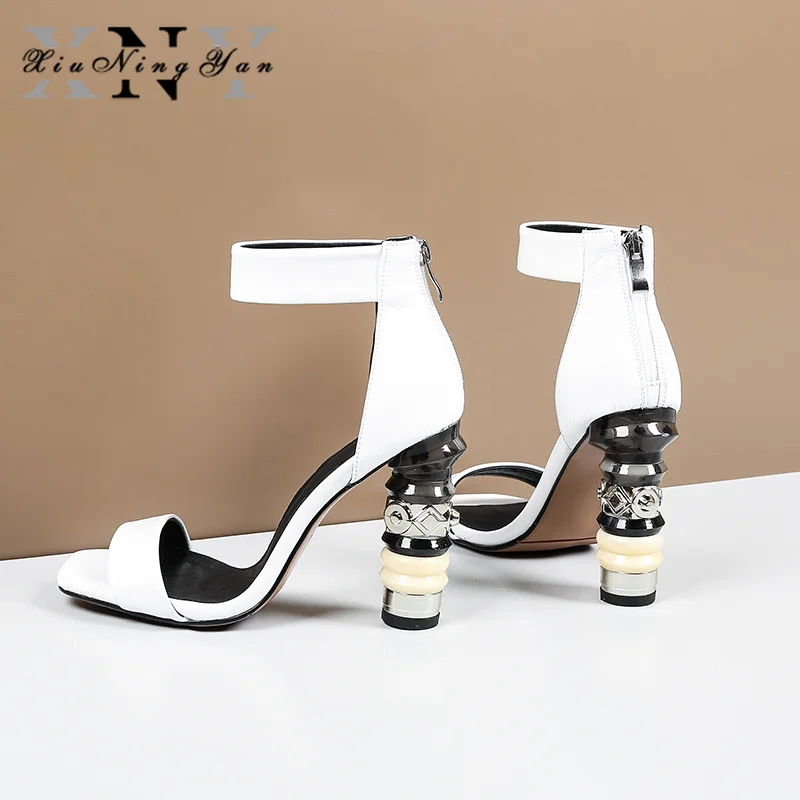 Fashion Woman Sandals Strange Heels Genuine Leather Sandals Women Wedding Dress Shoes Ladies Party Shoes Summer Zipper Sandals
Fashion Woman Sandals Strange Heels Genuine Leather Sandals Women Wedding Dress Shoes Ladies Party Shoes Summer Zipper Sandals
