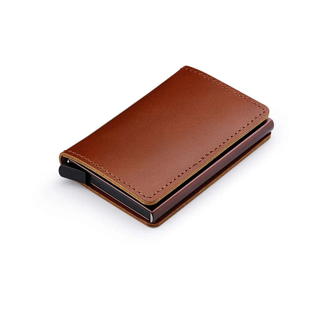 RFID Blocking 100% Genuine Leather Credit Card Holder Aluminum Metal Business ID Cardholder Slim Card Case Mini Wallet for Men
RFID Blocking 100% Genuine Leather Credit Card Holder Aluminum Metal Business ID Cardholder Slim Card Case Mini Wallet for Men