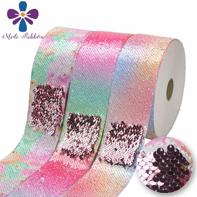 3"75mm Gradient Color Colorful Galaxy Printed Double Reversible Rose Pink Sequin Ribbon DIY Hair Bowknots 46yards
3"75mm Gradient Color Colorful Galaxy Printed Double Reversible Rose Pink Sequin Ribbon DIY Hair Bowknots 46yards