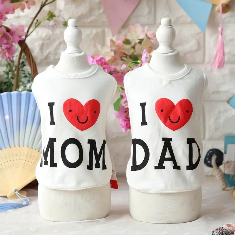 White I Love Dad I Love Mom Dog Hoodies Dog Yorkshire fall/winter Dog Clothes Clothing for Dogs Yorkshire Maltese Chihuahua
White I Love Dad I Love Mom Dog Hoodies Dog Yorkshire fall/winter Dog Clothes Clothing for Dogs Yorkshire Maltese Chihuahua