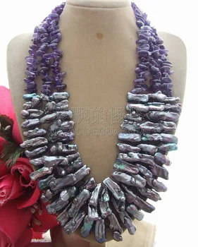 N051102 3Strands black white gray Biwa Pearl Stone Gems Fancy Necklace
N051102 3Strands black white gray Biwa Pearl Stone Gems Fancy Necklace