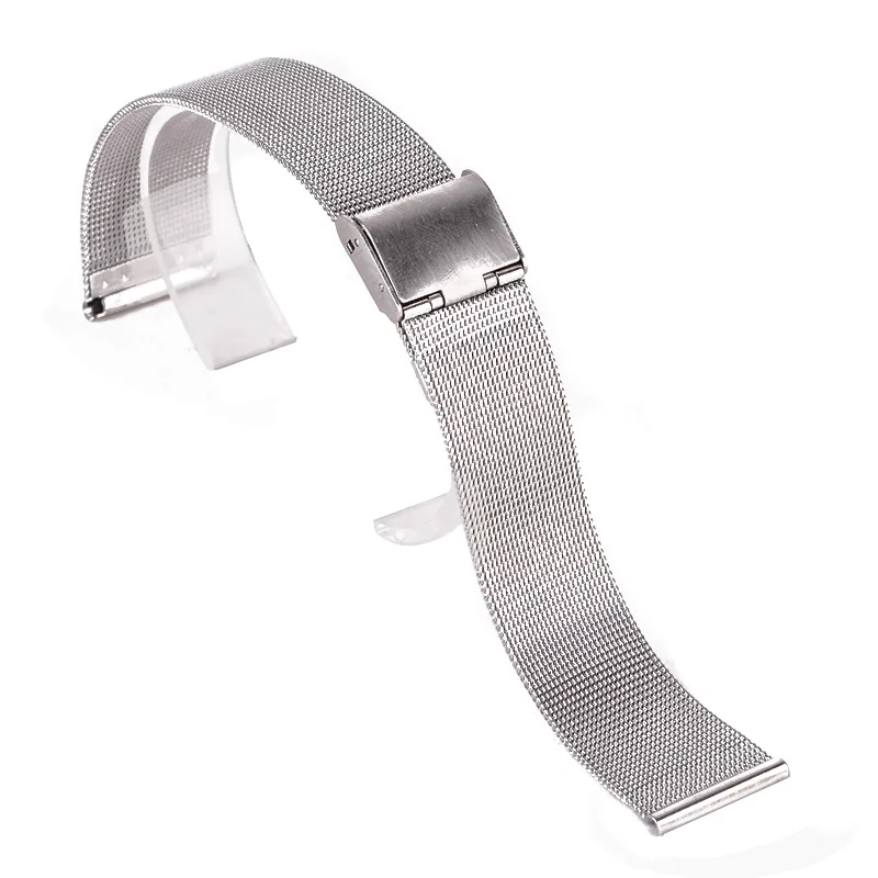 18/20/22/24mm Shellhard Adjustable Silver Stainless Steel Mesh Watch Strap Men Women Luxury Fashion Straight End Mesh Watch Band