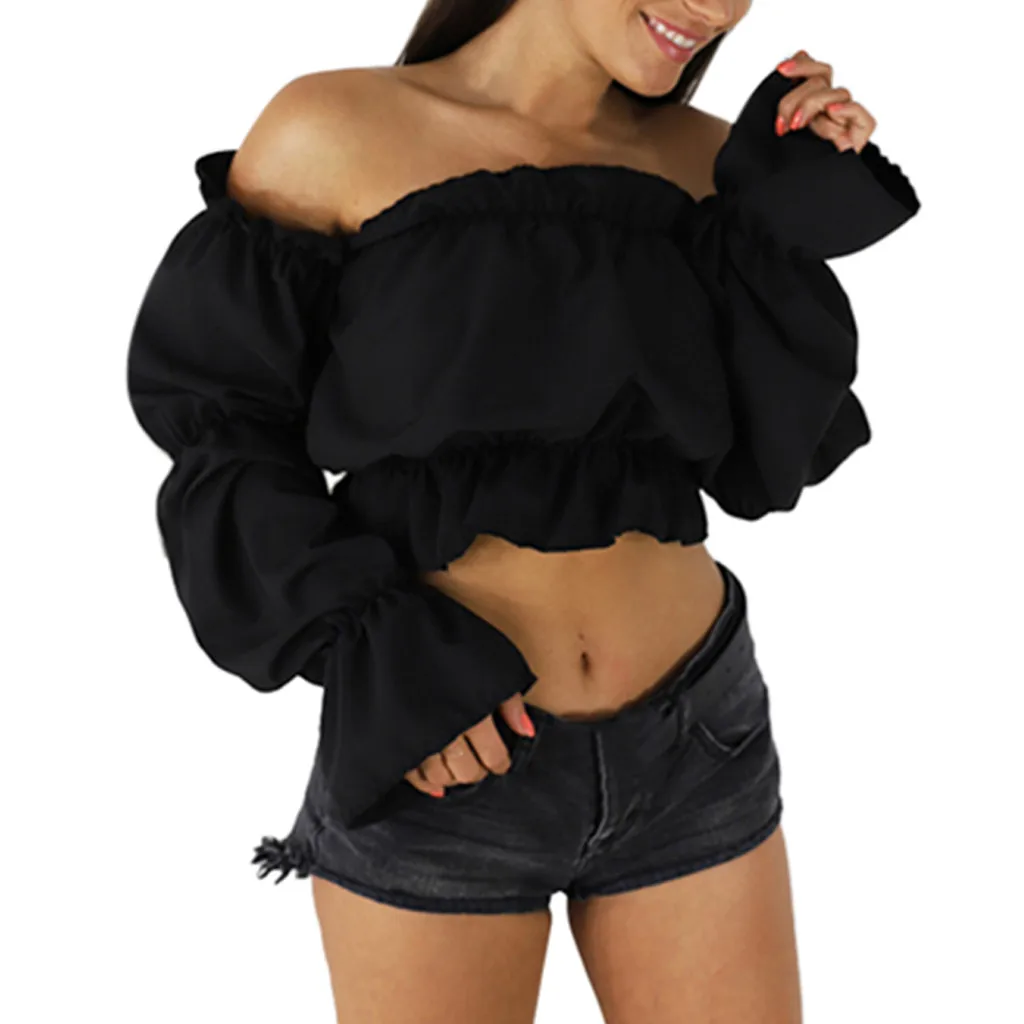 YOUYEDIAN Party Long Lantern Sleeve Cold Shoulder Blouse For Women Sexy Solid Color Slash Neck Short Blouse Top ropa mujer 2019
YOUYEDIAN Party Long Lantern Sleeve Cold Shoulder Blouse For Women Sexy Solid Color Slash Neck Short Blouse Top ropa mujer 2019