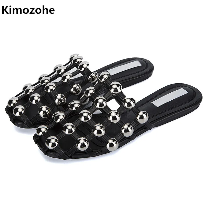Kimozohe Studded Flat Slides Sandals Shoes Women Slippers Leather Sandalias Mules Luxury Slip On Beading Caged Women Large Size
Kimozohe Studded Flat Slides Sandals Shoes Women Slippers Leather Sandalias Mules Luxury Slip On Beading Caged Women Large Size