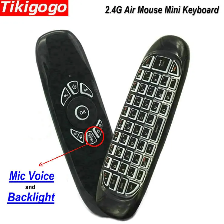 Tikigogo C120 Backlight Microphone Voice 2.4G Fly Air Mouse Wireless mini Keyboard for Android Smart TV Box PC remote control
Tikigogo C120 Backlight Microphone Voice 2.4G Fly Air Mouse Wireless mini Keyboard for Android Smart TV Box PC remote control