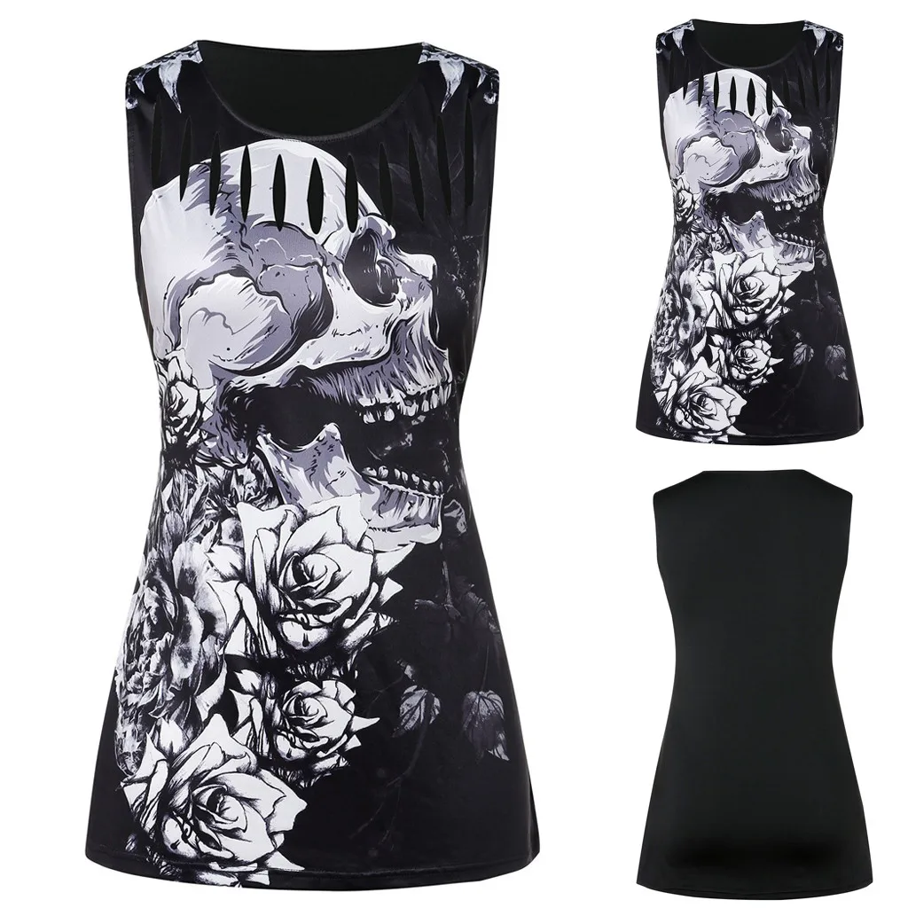 blusas mujer de moda 2019 women's blouse shirt Womens Sleeveless Ripped Skull Print Tank Top Casual Summer Shirt Blouses
blusas mujer de moda 2019 women's blouse shirt Womens Sleeveless Ripped Skull Print Tank Top Casual Summer Shirt Blouses