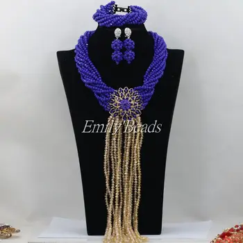 Royal Blue/Champagne Gold Nigerian Wedding African Crystal Beads Jewelry Set Indian Bridal Necklace Set Free Shipping AIJ024
Royal Blue/Champagne Gold Nigerian Wedding African Crystal Beads Jewelry Set Indian Bridal Necklace Set Free Shipping AIJ024