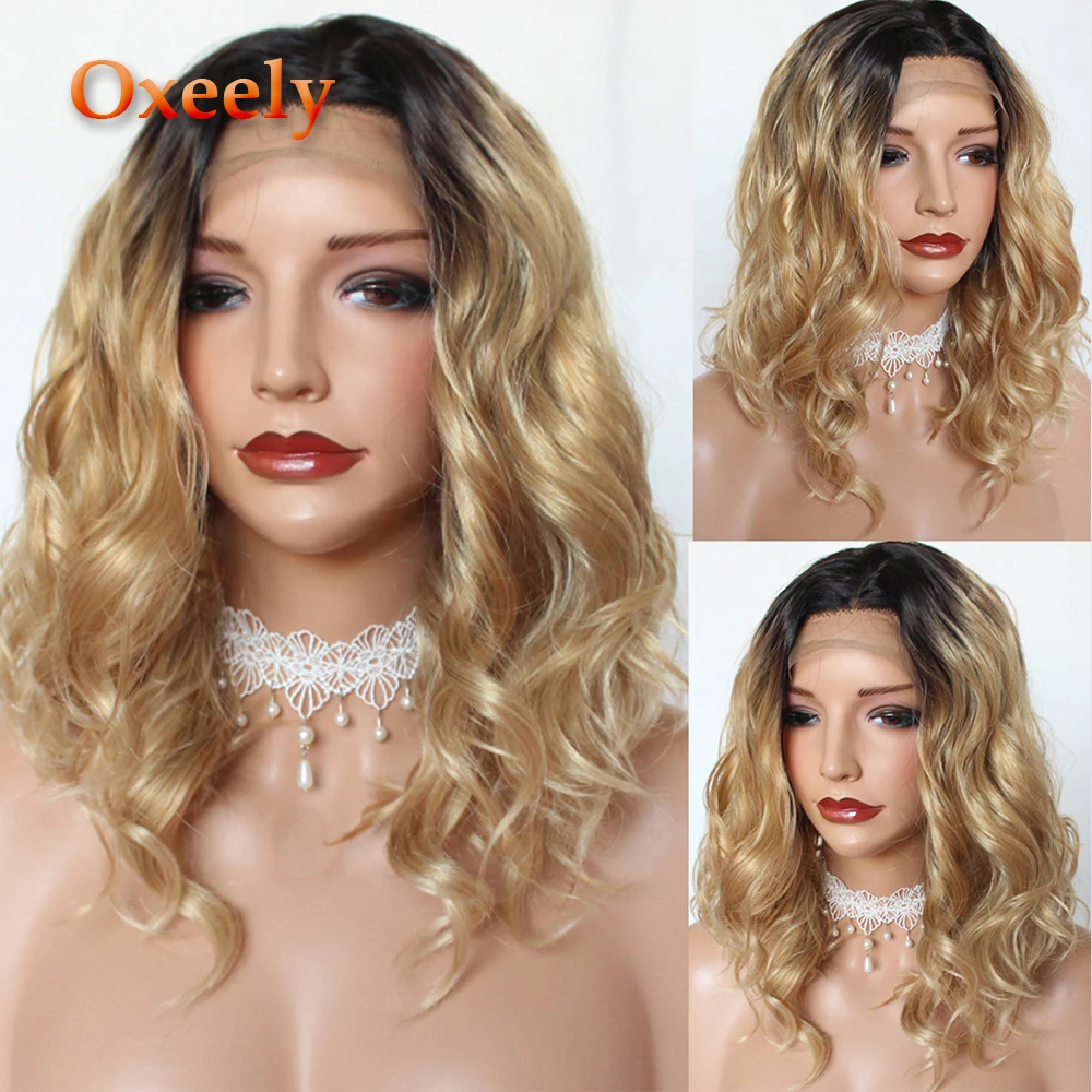 Oxeely Synthetic Lace Front Wigs #1B/27 Ombre Blonde Bob Wavy Hair With Natural Hairline Short Bob Wave Lace Front Wig for Women
Oxeely Synthetic Lace Front Wigs #1B/27 Ombre Blonde Bob Wavy Hair With Natural Hairline Short Bob Wave Lace Front Wig for Women