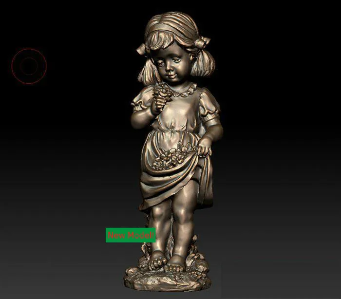 3D model stl format, 3D solid model rotation sculpture for cnc machine Cute little girl