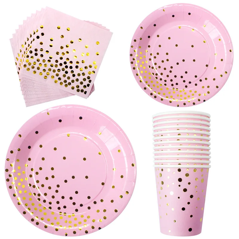 Gold Party Disposable tableware set disposable paper plate cup Napkin Rose gold Pink for wedding birthday decor party supplies
Gold Party Disposable tableware set disposable paper plate cup Napkin Rose gold Pink for wedding birthday decor party supplies