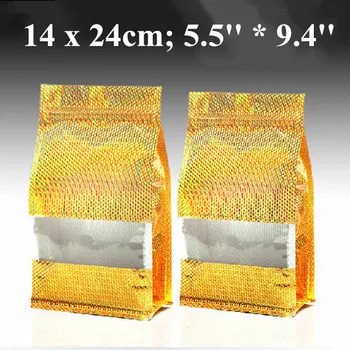 50pcs/lot 14x24cm (5.5''*9.4'') Gold Plastic Laser Bag, Aseptic Bag, Zip Bag, Fresh Nuts Bags, Side Gusset Bag
50pcs/lot 14x24cm (5.5''*9.4'') Gold Plastic Laser Bag, Aseptic Bag, Zip Bag, Fresh Nuts Bags, Side Gusset Bag