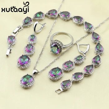 XUTAAYI 4PCS Multicolor Rainbow Cubic Zirconia Silver colorcolor Color Earrings Ring Necklace Pendant Bracelet Women Jewelry Set
XUTAAYI 4PCS Multicolor Rainbow Cubic Zirconia Silver colorcolor Color Earrings Ring Necklace Pendant Bracelet Women Jewelry Set