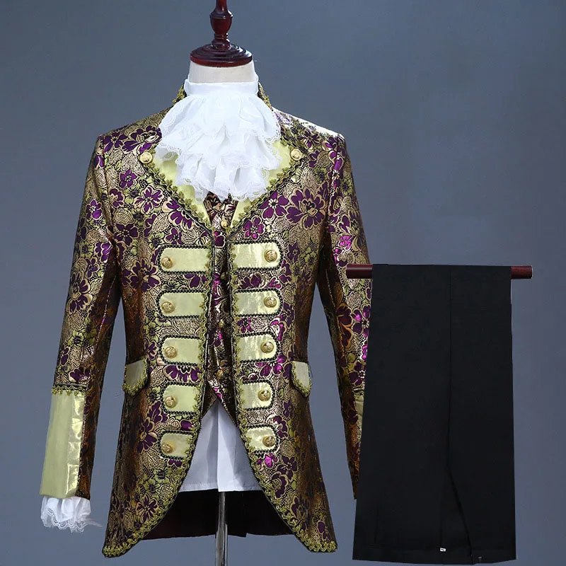 Luxury Gold Purple Embroidery Suit Men Party Wedding Suits Men Tuxedo Suit Stage Host Singer Clothes Middle Ages Costume Homme
Luxury Gold Purple Embroidery Suit Men Party Wedding Suits Men Tuxedo Suit Stage Host Singer Clothes Middle Ages Costume Homme