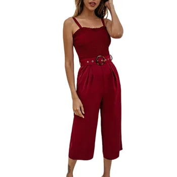 Summer Sexy Jumpsuits Women Rompers Elegant Belt Bandage Buttons Casual Wide Leg Pant Jumpsuit Overalls Green Black Red 7.15
Summer Sexy Jumpsuits Women Rompers Elegant Belt Bandage Buttons Casual Wide Leg Pant Jumpsuit Overalls Green Black Red 7.15